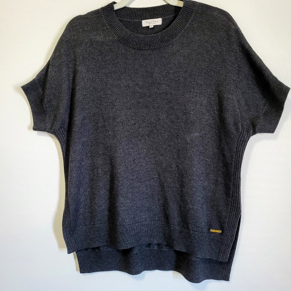 Part Two Copenhagen Short Dolman Sleeve Knit Tunic Sweater  Grey Med